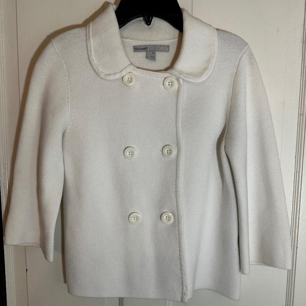 Women’s OLD NAVY white double breasted sweater with collar XSmall